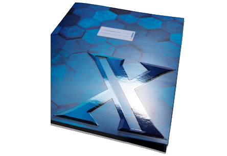 Blauer Heftschoner mit X Motiv