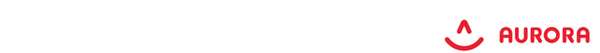 Logo der Marke Aurora in roter Schrift auf weißem Hintergrund. Das Design ist einfach und modern.