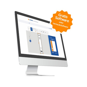 Computerbildschirm zeigt eine Softwareanwendung mit verschiedenen Designoptionen. Ein Hinweis auf kostenlose Software ist sichtbar.