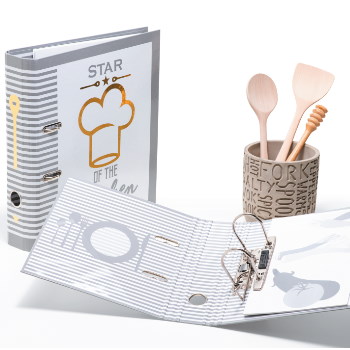 Motivordner mit Küchendesign für Rezepte