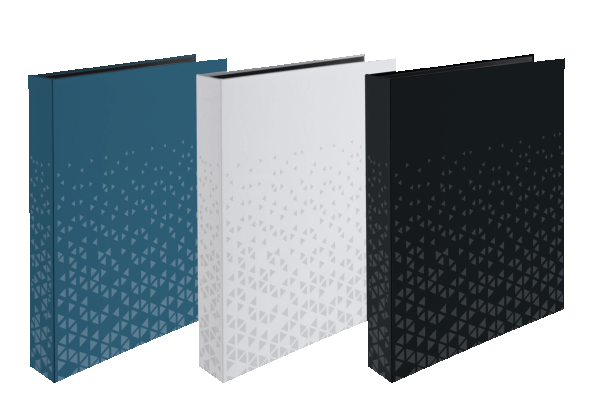 blau, weißer und schwarzer Ordner