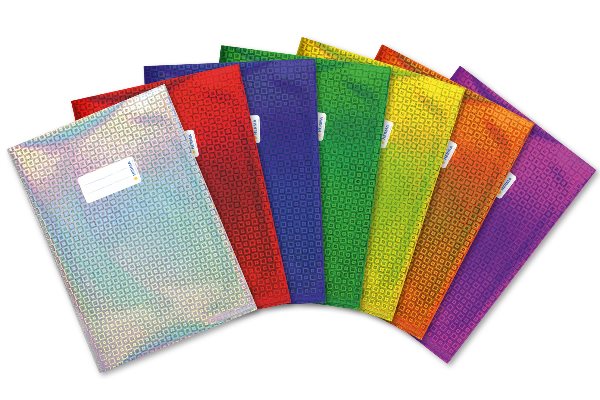 Abbildung Heftschoner aus holografischer Glanzfolie in verschiedenen Farben
