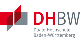 Logo der DHBW (Duale Hochschule Baden-Württemberg) mit dem Schriftzug und grafischen Elementen in Rot und Grau.