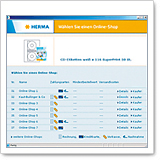 Wählen Sie einen Online-Shop für CD-Cover mit verschiedenen Anbietern und Preisen auf einer Auswahlseite.