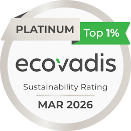 Platin-Auszeichnung von EcoVadis für Nachhaltigkeit, Top 1% Bewertung, gültig bis März 2026.