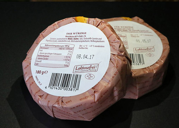 Etikett auf Käse Lebensmittel-Etikettierung bei HERMA