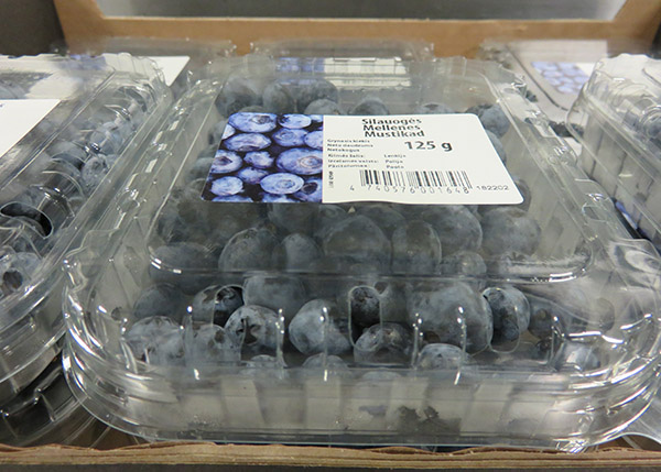 Lebensmittel-Etikettierung von Früchten in Plastikschalen