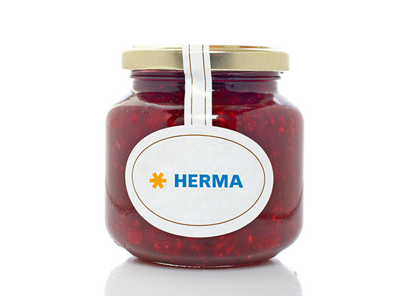 Lebensmittel-Etikettierung von Marmeladengläsern