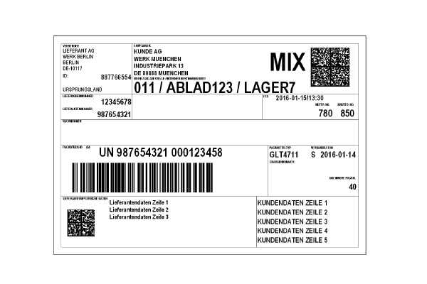 Beispieletikett für VDA-Label-Mix