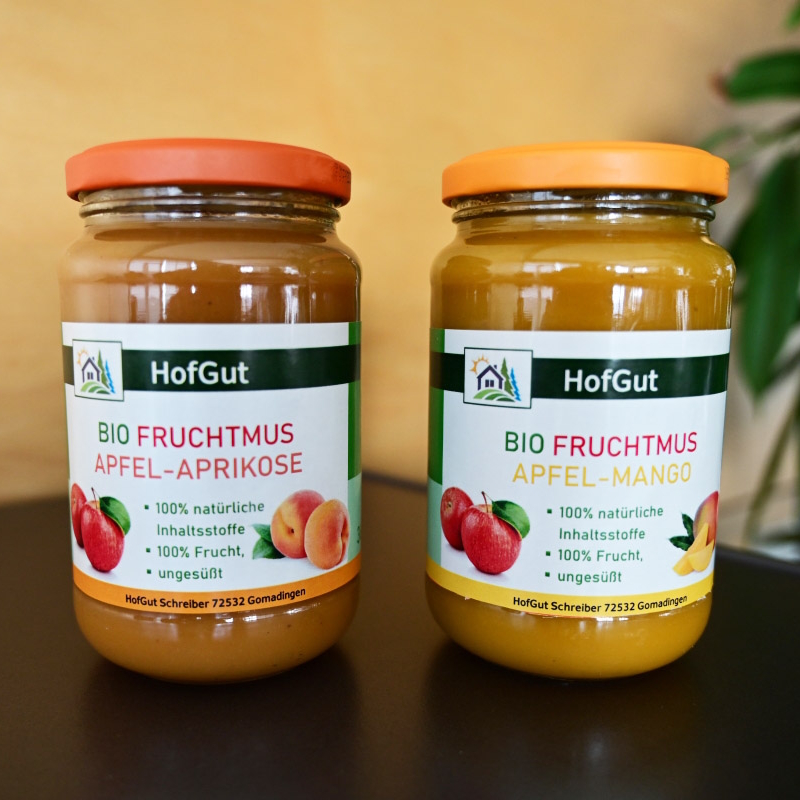 Rollenetiketten im Digitaldruck online bestellen: Glas-Etiketten auf Bio-Fruchtmus, 2 Gläser