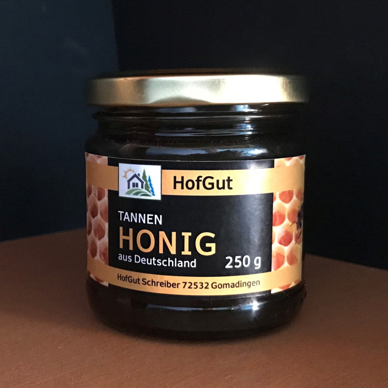 Rollenetiketten im Digitaldruck online bestellen: Honigetikett auf Glas im Regal