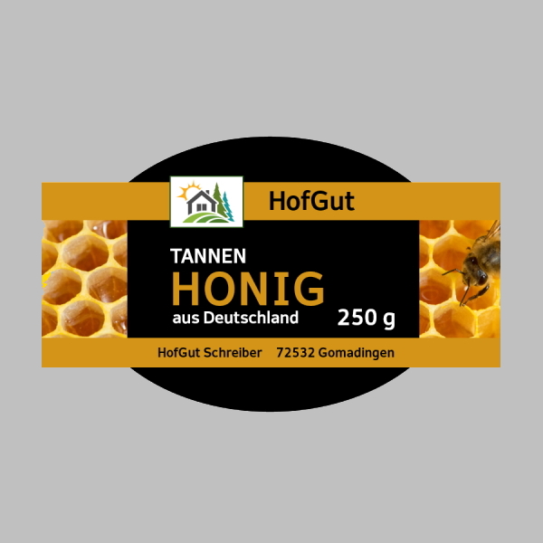 Rollenetiketten im Digitaldruck online bestellen: Honigetikett in Sonderform, grauer Hintergrund
