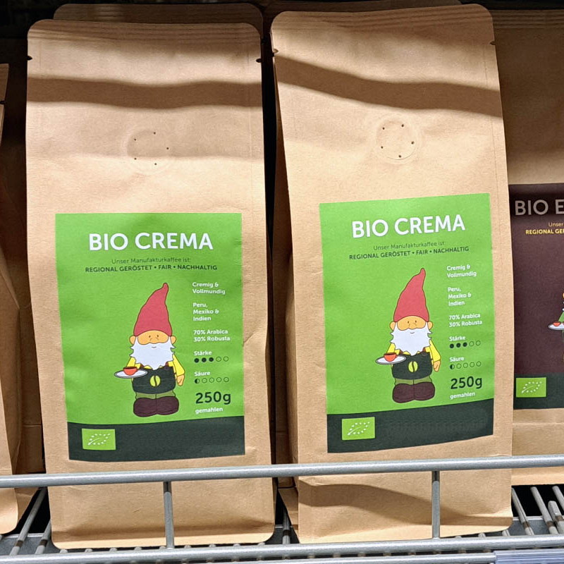 Lösungen Lebensmittel: hochwertige Digitaldrucketiketten für hochwertige Produkte, Kaffeeverpackung aus naturbraunem Papier