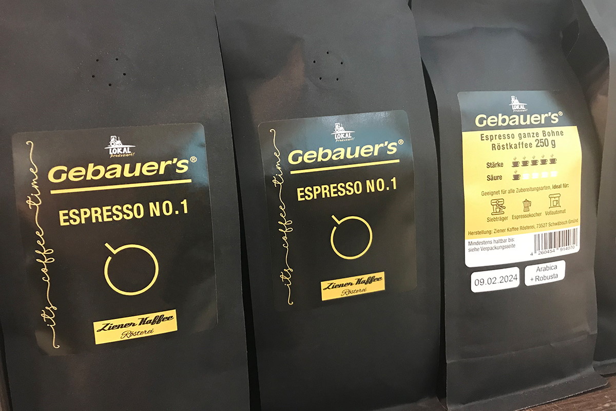 Lösungen Lebensmittel: hochwertige Digitaldrucketiketten für hochwertige Produkte, Kaffeeverpackung aus schwarzem Papier