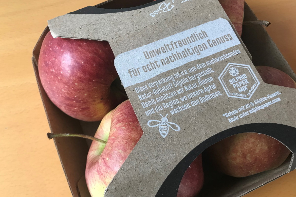 Apfelverpackung aus Silphie-Material