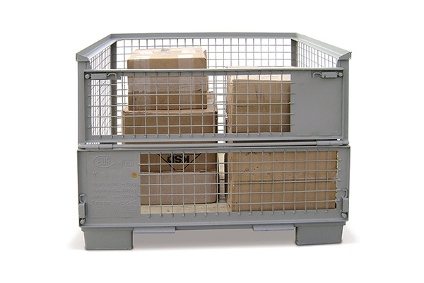 Stahlgitterbox mit Fläche zum Aufkleben von Kennzeichnungsetiketten