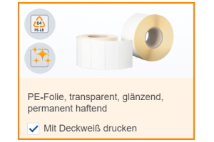 Etiketten-Konfigurator: Auswahl Mit Deckweiß drucken