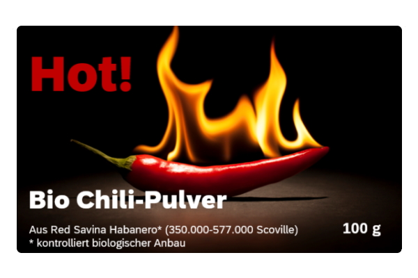 Rollenetiketten im Digitaldruck online bestellen: Etikett Bio-Chili, rechteckig