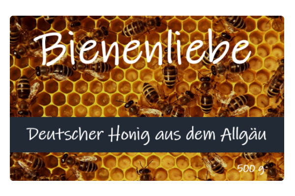 Rollenetiketten im Digitaldruck online bestellen: Etikett Bienenliebe-Honig, rechteckig