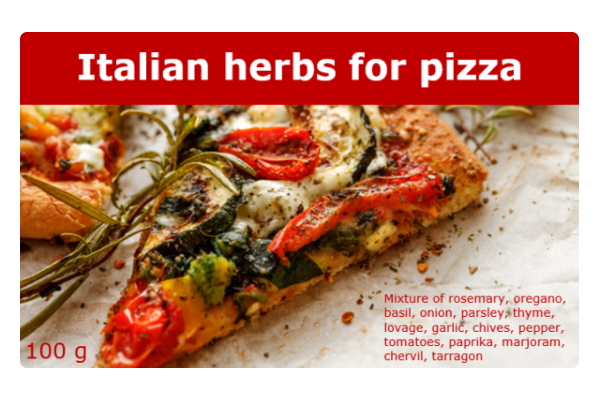 Rollenetiketten im Digitaldruck online bestellen: Etikett Italian herbs, rechteckig