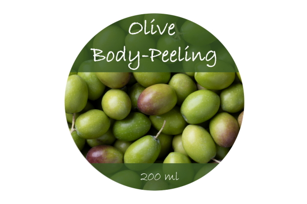 Rollenetiketten im Digitaldruck online bestellen: Etikett Olive Body-Peeling, rund