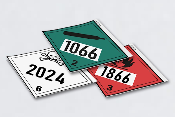 Gefahrstoff- und Gefahrgut-Etiketten: Placards / Großzettel individualisiert mit UN-Nummer