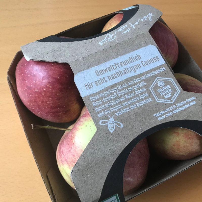 Apfelverpackung aus Silphie-Material