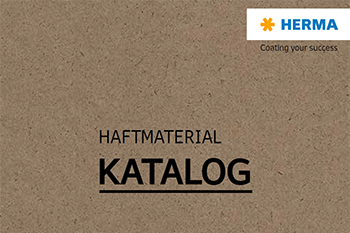 Haftmaterial Katalog von Herma, mit dem Slogan "Coating your success" oben rechts.