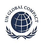 Logo des UN Global Compact mit einer stilisierten Weltkugel und einem Lorbeerkranz.