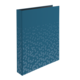 Blauer Ordner mit einem geometrischen Muster aus kleinen Dreiecken, das von oben nach unten verläuft.