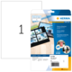 Packung mit glänzenden Etiketten von Herma, 25 Stück, Größe 210 x 297 mm, inklusive Software zur Gestaltung.