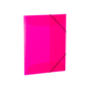Ein leuchtend pinkfarbener Ordner mit elastischem Verschluss, der für die Aufbewahrung von Dokumenten geeignet ist.
