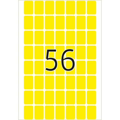 Eine gelbe Fläche mit 56 in großen, schwarzen Ziffern in der Mitte, umgeben von vielen kleineren gelben Rechtecken.