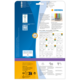 Rückseite einer Verpackung mit Informationen zu HERMA Produkten, einschließlich Softwarehinweis und Anleitungen zur Verwendung.