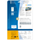 Rückseite einer Verpackung von HERMA mit Informationen zu Software, Produkten und Anleitungen. Enthält Diagramme und QR-Code.