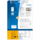 Rückseite einer Verpackung für HERMA Etiketten, mit Informationen zu Software, Anwendungshinweisen und verschiedenen Etikettenformaten.