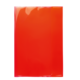 Ein leuchtend rotes, glänzendes Blatt, das eine glatte Oberfläche aufweist.
