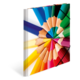 Bunt angeordnete Buntstifte in einem kreisförmigen Muster, die verschiedene Farben zeigen, auf einem weißen Hintergrund.
