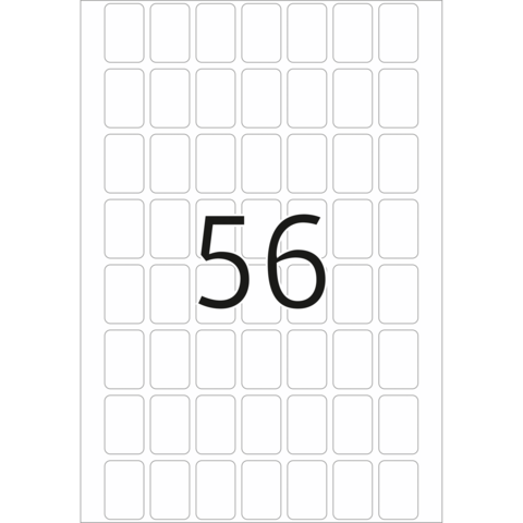 Eine große Zahl "56" auf einem weißen Hintergrund mit vielen leeren Kästchen.
