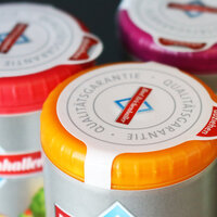 Verschluss-Etiketten: Farbiges Kopf-Verschlussetikett auf Salzspender von Bad Reichenhaller