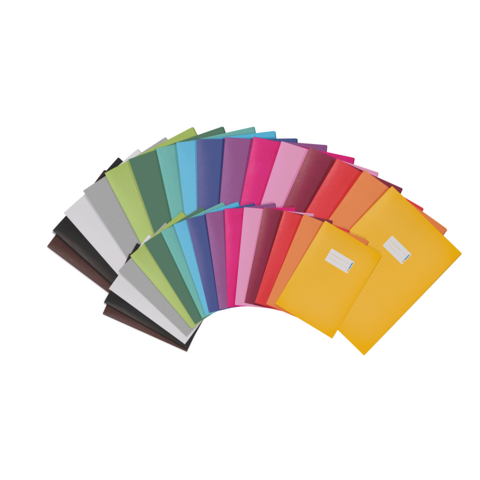 Bunte Ordner in verschiedenen Farben, angeordnet in einem Halbkreis. Die Farben umfassen Blau, Grün, Pink, Gelb und mehr.