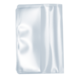 Eine transparente, glänzende Folie, die leicht gewellt ist und eine glatte Oberfläche aufweist.