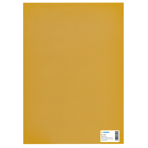 Ein gelbes Blatt Papier mit einem Aufkleber in der unteren rechten Ecke, der die Marke "HERMA" und eine Nummer zeigt.