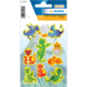 Neonaufkleber mit verschiedenen Drachen in leuchtenden Farben, darunter rot, grün, blau und orange, auf einem weißen Hintergrund.