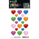 Bunte Herz-Tattoos in verschiedenen Farben und Größen auf einem schwarzen Hintergrund, mit der Aufschrift "HERMA YOUNG LINE CLASSIC TATTOO".