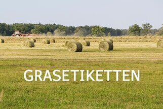 Grasetiketten - Wiese mit Heuballen