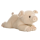 Plüschschwein, liegend mit einem runden Körper, kleinen Ohren und einem freundlichen Gesichtsausdruck.