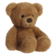 Brauner Plüschbär mit runden Ohren und einem freundlichen Gesicht, sitzt aufrecht mit einem weichen, kuscheligen Körper.