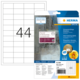 Etikettenbogen mit der Nummer 44 und einer Packung robuster Etiketten von HERMA, inklusive Informationen zur Software und Nutzungshinweisen.