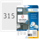 Aufkleberbogen mit der Nummer 315 und der Aufschrift "Außer Betrieb. Out of order." von Herma, verpackt für die Verwendung.